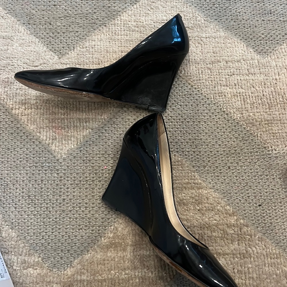 Black Jimmy choo London pattern leather wedges